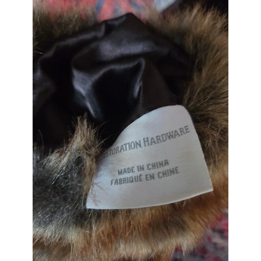 Restoration Hardware Faux Fur Wine Bottle Cover Brown Rustic Decor Accessory